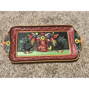 Susan Wingett Avignon Morning Brownlow Rooster Tray Dish 2004